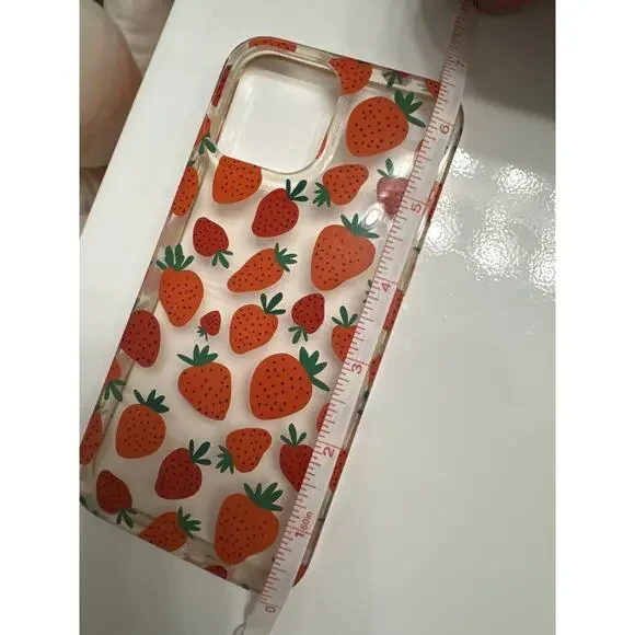 Cute Clear Red Transparent Strawberry iPhone 12 Pro Max phone case trendy - Picture 3 of 4